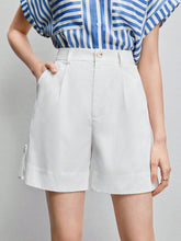 BIZwear Fold Pleated Slant Pocket Shorts